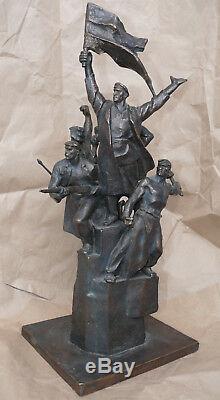 Russe Revolutionnaires Sculpture Statue En Bronze Rouge Propagande Soviétique Buste Rare