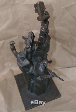Russe Revolutionnaires Sculpture Statue En Bronze Rouge Propagande Soviétique Buste Rare