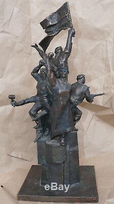 Russe Revolutionnaires Sculpture Statue En Bronze Rouge Propagande Soviétique Buste Rare
