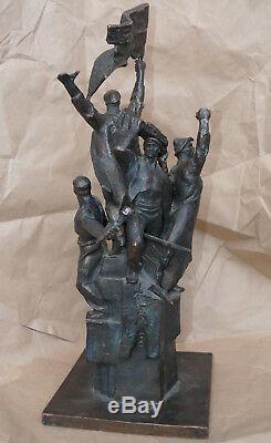 Russe Revolutionnaires Sculpture Statue En Bronze Rouge Propagande Soviétique Buste Rare