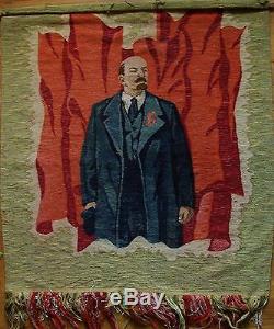 Russe Ukrainien Soviétique Lénine Portrait Tapisserie Tapis Tapis Gobelin Soc Réalisme