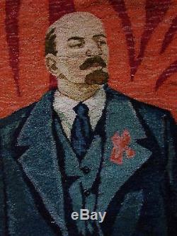 Russe Ukrainien Soviétique Lénine Portrait Tapisserie Tapis Tapis Gobelin Soc Réalisme