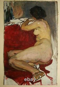 Russe Ukrainien Soviétique Peinture À L’huile Réalisme Femme Nue Figure Femme Fille