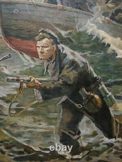Russe Ukrainien Soviétique Peinture À L’huile Réalisme Marins Militaires Luttent Armée Ww2