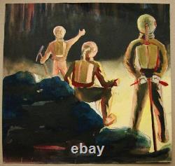 Russe Ukrainien Soviétique Peinture Espace Star Wars Art Comique Espace Homme Rare 1958 Y