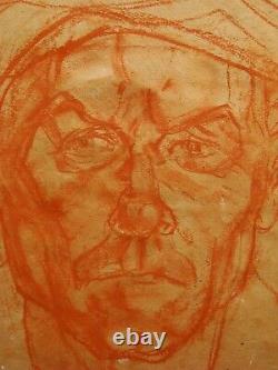 Russe Ukrainien Soviétique Peinture Expressionnisme Homme Ouvrier Portrait Homme Chapeau