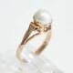 Russe Vintage (urss) Solid 14k Or Rose & Pearl Ring, 2,8 G, Taille 5.5, Exc