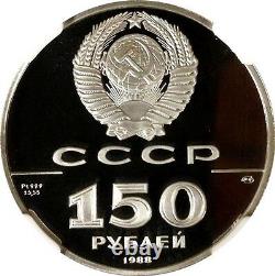 Russie 1988 Urss Platinum Coin 150 Roubles Russian Literature Proof Ngc Pf70 Coa