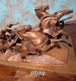 Russie Soviet Urss Sculpture Statue Bronze Tachanka Lénine Troïka Armée