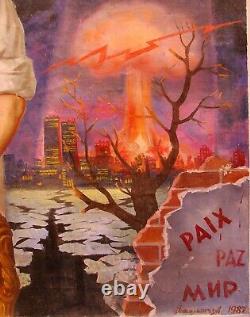 Russie Ukraine Soviétique Peinture À L'huile Réalisme Médecin Virus Guerre Nucléaire 1987y