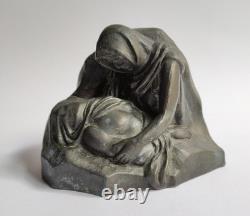 Sculpture en métal vintage soviétique Ussr russe - La tristesse de la mère - Evgeny Vuchetich