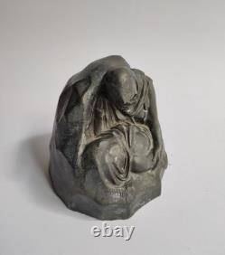 Sculpture en métal vintage soviétique Ussr russe - La tristesse de la mère - Evgeny Vuchetich