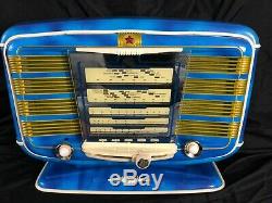 Serpent Bleu Vintage Radio Zvezda 54 Tube Radio Urss Russie Soviétique