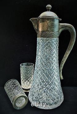 Service À Vin Vintage En Argent Et En Cristal Taillé De Russie, Moscou, Circa 1960