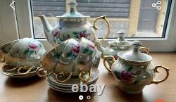 Service à thé en porcelaine vintage pour 6 personnes de l'URSS soviétique