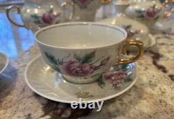 Service à thé vintage en porcelaine russe pour 6 personnes URSS soviétique