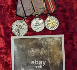 Set 3 Soviet Urss Médailles Russes Médaille Militaire D'honneur /? Ombat Mérite Silver