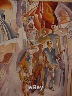 Soviétique Russe Ukrainien L'ouvrier Et La Kolkhozienne Croquis Peinture Monumentale