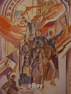 Soviétique Russe Ukrainien L'ouvrier Et La Kolkhozienne Croquis Peinture Monumentale
