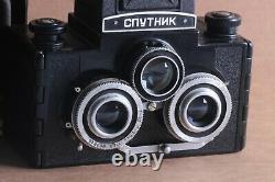 Sputnik Soviet Camera Vintage Russe 6x6cm Gomz Vintage Stéréo Moyen Film