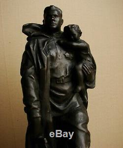 Statue Soviétique Russe Soldat Libérateur Métal Berlin Vuchetich Grande Rare Ww2