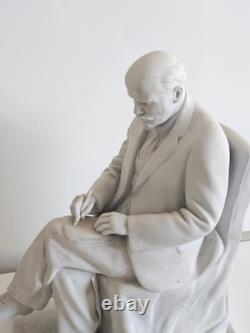 Statue en porcelaine vintage BISCUIT soviétique russe URSS de VLADIMIR I. LENINE 35 CMS