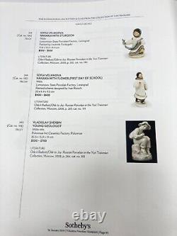 Statuette de géologue junior soviétique russe de l'URSS, avec bordure en or 14 carats en faïence de Polonskiy