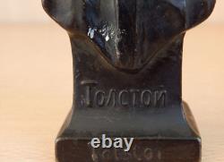 Statuette soviétique vintage du grand écrivain russe Léon Tolstoï sculpture URSS