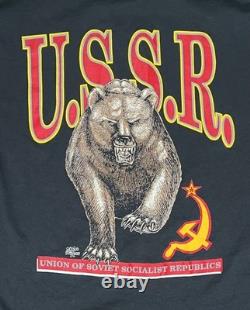 T-shirt VINTAGE KGB Union Soviétique URSS Communiste Marteau Ours Russe Taille 2XL