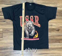 T-shirt VINTAGE KGB Union Soviétique URSS Communiste Marteau Ours Russe Taille 2XL