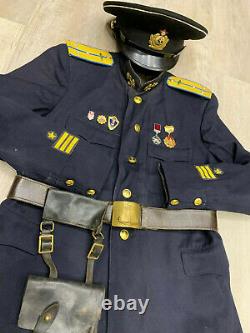 Tunique Uniforme De La Seconde Guerre Mondiale, Veste+chapeau Capitaine De Marine De La Marine Soviétique Russe Rare
