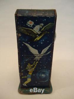 Urss Rare Vintage Russian Sputnik Wind Up Espace Contes De Fées Litho Tin Toy 1959