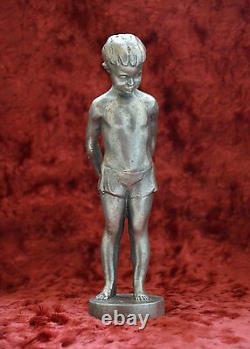Urss Russe Soviet Garçon Avec Une Balle Sculpture Vintage Statue H=20 Cm. 1962