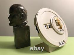 Ussr Russe Communiste Lider Vladimir Lénine Bronze Buste & Calendrier De Bureau