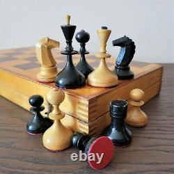 Valdai Nobles Jeu D'échecs Soviétique 60s En Bois Russe Vintage Urss Antique