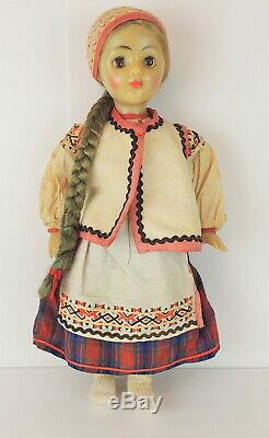 Vintage 1970 De L'urss Russe 8 Mars Doll Factory Sleepy Eyes Ethniques Longue Tresse