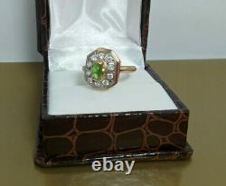 Vintage Exquise Ring Russie Soviet Urss Bijoux Or 14k 585 Star Cabochon