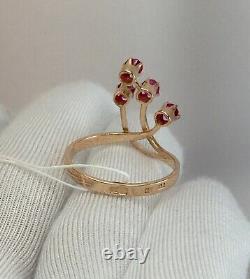 Vintage Original Soviet Russe Rose Or Ruby Ring 583 14k Urss, Or Ruby Ring