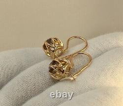 Vintage Original Soviet Russian Alexandrite Rose Gold Boucles D’oreilles 583 14k Urss