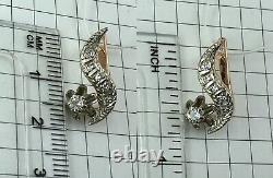 Vintage Original Soviétique Boucles D'oreilles En Or Russe Yakutia Diamond 583 14k Urss