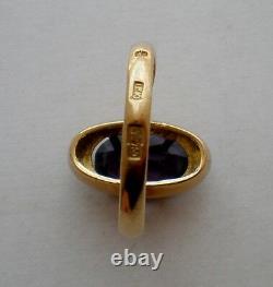 Vintage Russie Russie Soviétique Urss 18k 750 Or Jaune Améthyste Solitaire Ring