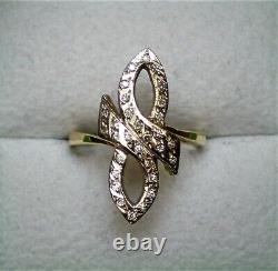 Vintage Russie Urss 18k 750 Jaune Or Blanc Diamond Cluster Infinity Ring