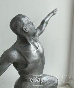 Vintage Sculpture Joueur De Gymnastique Soviet Sports Urss Russe Silumin Rare Vieux 50s