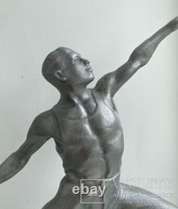 Vintage Sculpture Joueur De Gymnastique Soviet Sports Urss Russe Silumin Rare Vieux 50s