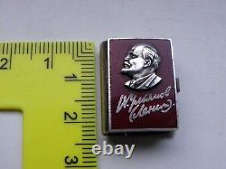 Vintage Soviet Urss Russe Rare Argent Mini Badge-book Lénine Foto 1930s