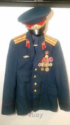 Vintage Urss C? Tunique Cérémonielle Et Cap Rang Militaire Soviétique Russe (major)