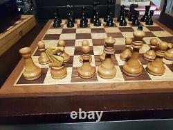 Vintage Wood Soviet Jeu D'échecs Russe 3 7/8 Staunton Vers 1960's 1970's