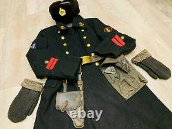 Ww 2. Ensemble D’uniforme Soviétique Russe. Capitaine Marin. Manteau, Chapeau, Sac, Ceinture, T-shirt