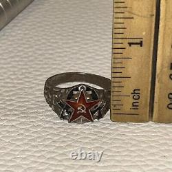 ( russe) Bague en argent 875 testée de la marine militaire de l'URSS CCCP Union soviétique Vtg